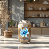 エレガントなブルーの花柄 ブライダルシャワー ガラス缶