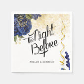 エレガントなブルーの花模様 前夜のリハーサル昼寝 スタンダードカクテルナプキン (正面)