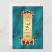 エレガントなブルーの豪華ゴールドのラグジュアリーなロイヤル招待状 招待状 (正面)