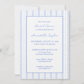 エレガントなブルーの貝殻　コーストウェディングシャワー 招待状 (正面)