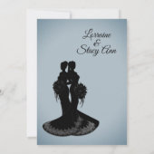 エレガントなブルーの霧のレズビアン結婚式招待状 招待状 (裏面)