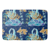 エレガントなブルーアクアターコイズゴールドグリッターオーシャン バスマット (正面)