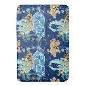 エレガントなブルーアクアターコイズゴールドグリッターオーシャン バスマット (正面縦)