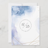 エレガントなブルーアゲートの結婚式 Save the Date 招待状 (裏面)