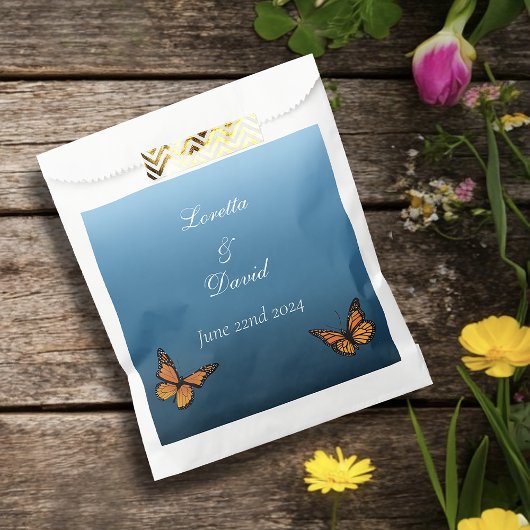 エレガントなブルーオンブル ロマンチック モナーク バタフライ フェイバーバッグ