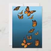 エレガントなブルーオンブル ロマンチック モナーク バタフライ 招待状 (裏面)