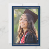 エレガントなブルーゴールドの大学卒業パーティー 招待状 (裏面)