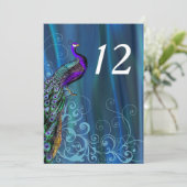 エレガントなブルーサテンのような結婚式テーブルナンバーカード 招待状 (スタンド正面)