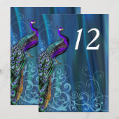 エレガントなブルーサテンのような結婚式テーブルナンバーカード 招待状 (正面/裏面)