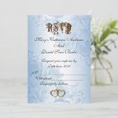 エレガントなブルーサテンの結婚式の招待状 招待状 (スタンド正面)