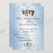 エレガントなブルーサテンの結婚式の招待状 招待状 (正面/裏面)