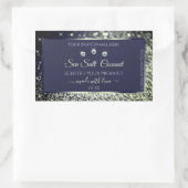 エレガントなブルーシルバーグリッター商品ラベルジュエル 長方形シール (バッグ)