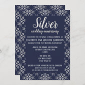 エレガントなブルーシルバー 25周年招待状 招待状 (正面/裏面)