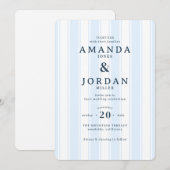エレガントなブルーストライプの結婚式招待状 招待状 (正面/裏面)