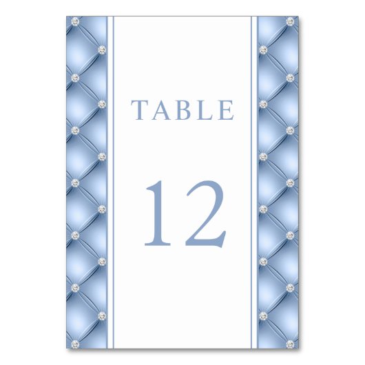エレガントなブルーダイヤモンドのタフトされたウェディング テーブルナンバー (正面)