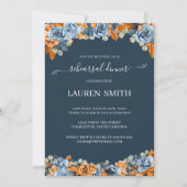 エレガントなブルーテラコッタの結婚式リハーサルディナー 招待状 (正面)