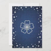 エレガントなブルーデニムとパールのカップルシャワー 招待状 (裏面)