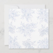 エレガントなブルートワール花柄スクエア セーブ・ザ・デート 招待状 (裏面)