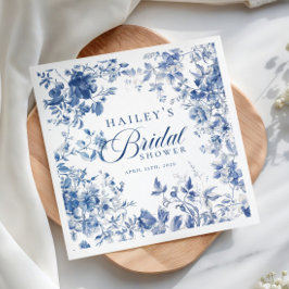 エレガントなブルートワール シノワズリー ブライダルシャワーの看板 スタンダードカクテルナプキン