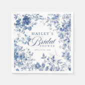 エレガントなブルートワール シノワズリー ブライダルシャワー サイン スタンダードカクテルナプキン (正面)