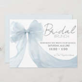 エレガントなブルーボウのブランチ バースデー シャワーの招待状 招待状 (正面/裏面)