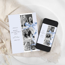 エレガントなブルーボウ3写真ガレンティンズデーカード シーズンカード