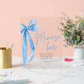 エレガントなブルーボウ 彼女は結婚する ミモザ バー アクリルサイン (ウェディング)