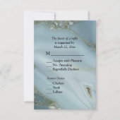 エレガントなブルーマーブルアゲートの出欠返信カード（メニュー選択付き） 出欠カード (正面)