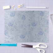 エレガントなブルーローズのフラワーデザイン シルバーシャインナー付き 薄葉紙 (クラフト)