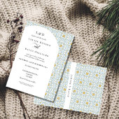 エレガントなブルー＆イエローのモダンクラシックウェディング 招待状