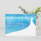 エレガントなブルー ウォーターカラーのウェディングシャワー招待状 招待状 (スタンド正面)