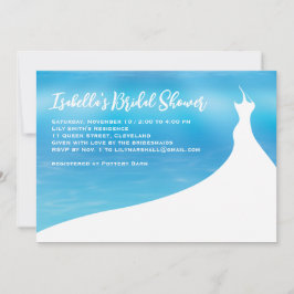 エレガントなブルー ウォーターカラーのウェディングシャワー招待状 招待状