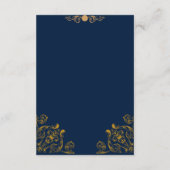 エレガントなブルー＆ゴールドの花柄 ウェディング詳細カード エンクロージャーカード (裏面)