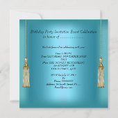 エレガントなブルー ティール アクア ゴールド どんなシーンにも 招待状 (裏面)