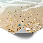 エレガントなブルー・ティール・ウォーターカラーのビーチ・ウェルカム・パーティ ポスター (角)