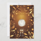 エレガントなブロンズとゴールドのニューイヤーイヴ ミッドナイト 招待状 (正面)