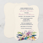 エレガントなブーケ ブライダルシャワー 招待状 (正面/裏面)