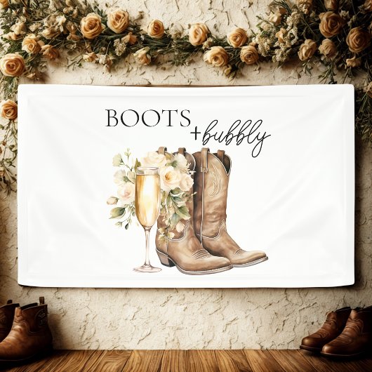 エレガントなブーツとバブルリー ウェスタン ブライダル シャワー 横断幕
