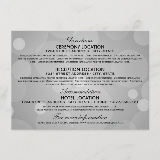 エレガントなプラチナとブラックの結婚式情報 エンクロージャーカード (正面)