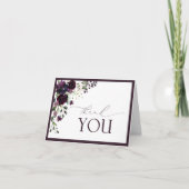 エレガントなプラムパープルの花の感謝カード サンキューカード (正面)