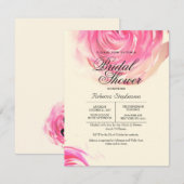 エレガントなプリティピンクのバラ柄 招待状 (正面/裏面)