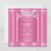 エレガントなプリンセスベイビーシャワーの女の子ピンクのティアラ 招待状 (裏面)