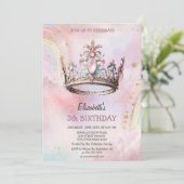 エレガントなプリンセス クラウン 城 虹色の誕生日 招待状 (スタンド正面)