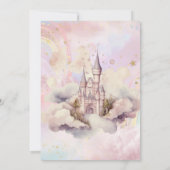 エレガントなプリンセス クラウン 城 虹色の誕生日 招待状 (裏面)