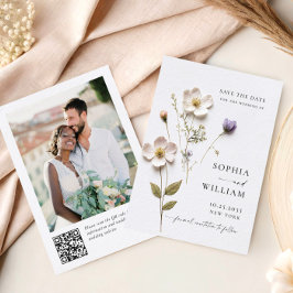 エレガントなプリントの花柄ウェディングテンプレート セーブザデート