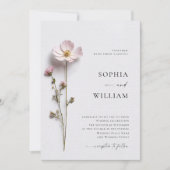 エレガントなプリントの花柄ウェディングテンプレート 招待状 (正面)