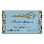 エレガントなプロフェッショナルはシックな刃の青を切ります マグネット名刺 (正面)