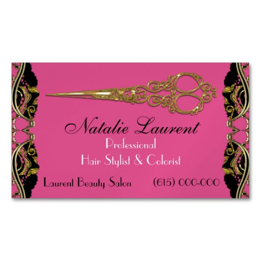 エレガントなプロフェッショナルはフランスのなバロック式のピンクを切ります マグネット名刺 (正面)