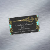 エレガントなプロフェッショナルはフランスのな騎士ティール（緑がかった色）を切ります マグネット名刺 (インサイチュ)