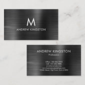 エレガントなプロフェッショナルブラックグレイブラッシュスチール 名刺 (正面/裏面)